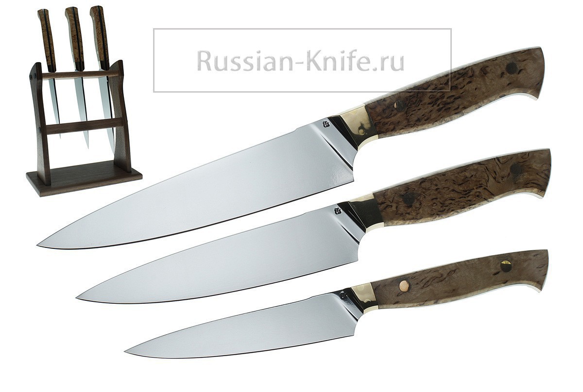 - Ножи кухонные, 3шт., А.Чебурков (сталь К340) - Ножи поварские и .