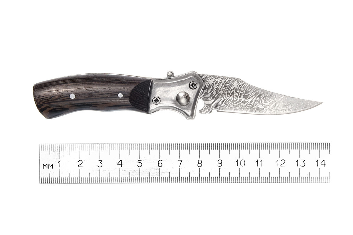 Нож складной "Откидной-2", малый, (дамасская сталь), А. Жбанов