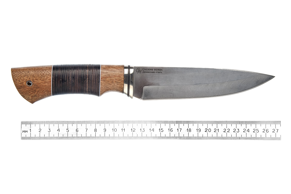 Нож Сокол (дамасская сталь), кожа, дерево