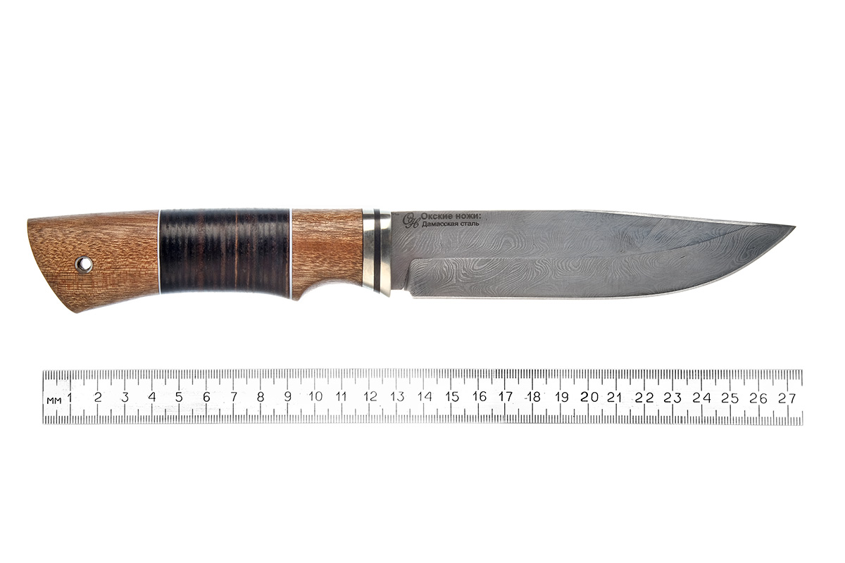 Нож Коршун (дамасская сталь), кожа, дерево