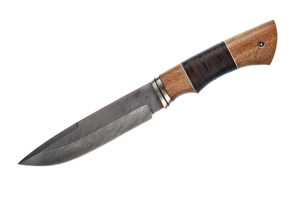 Нож Рысь (дамасская сталь), кожа, дерево