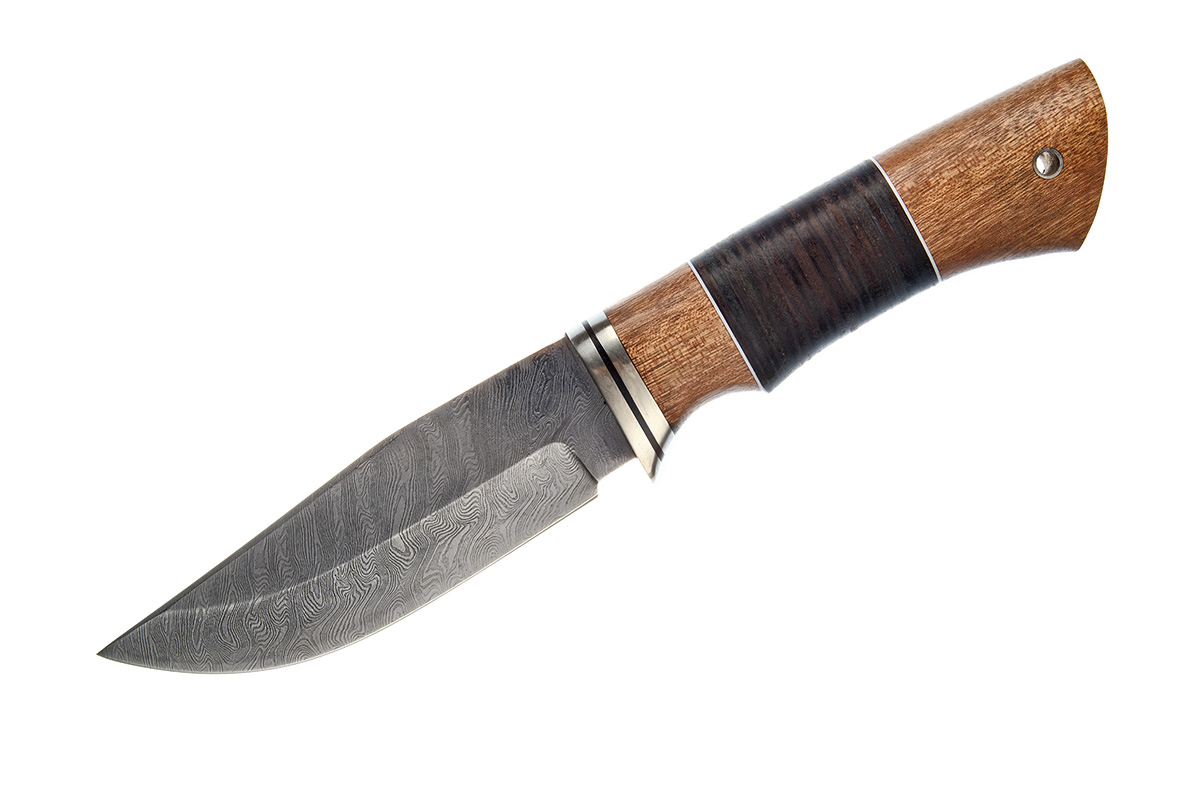 Нож Барсук (дамасская сталь), кожа, дерево