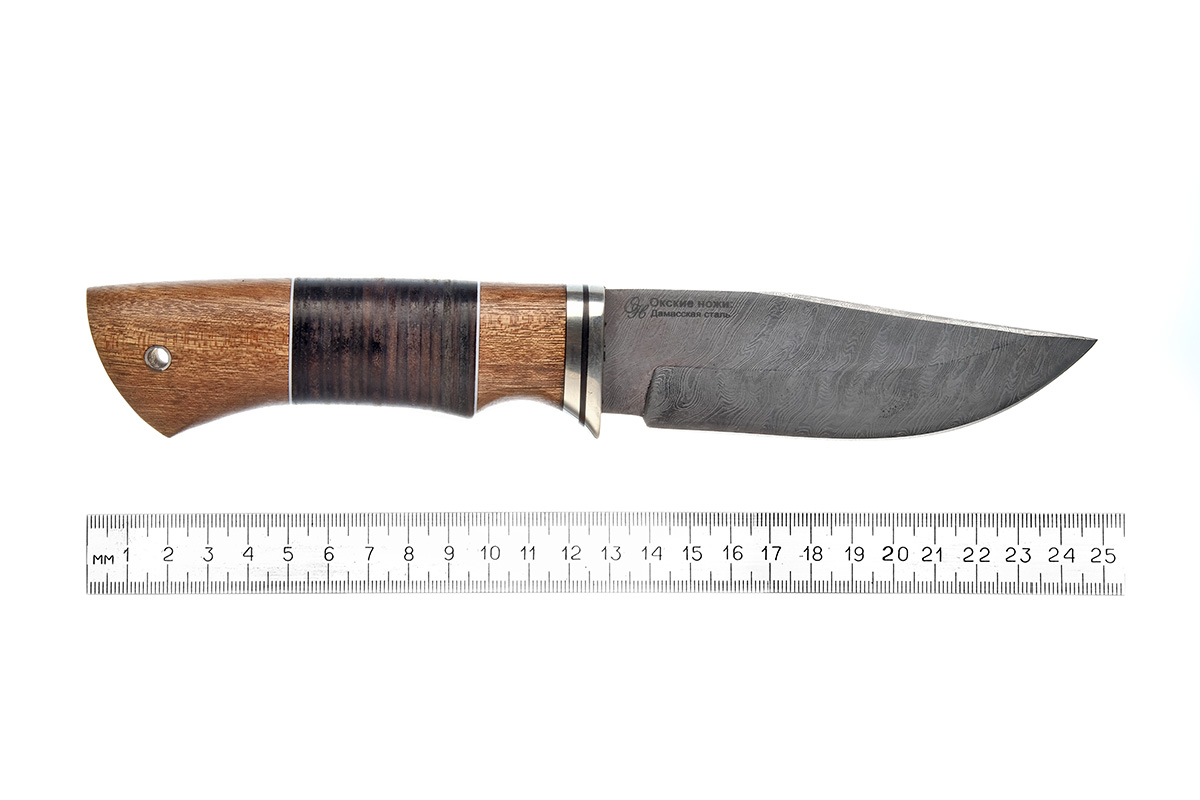 Нож Барсук (дамасская сталь), кожа, дерево