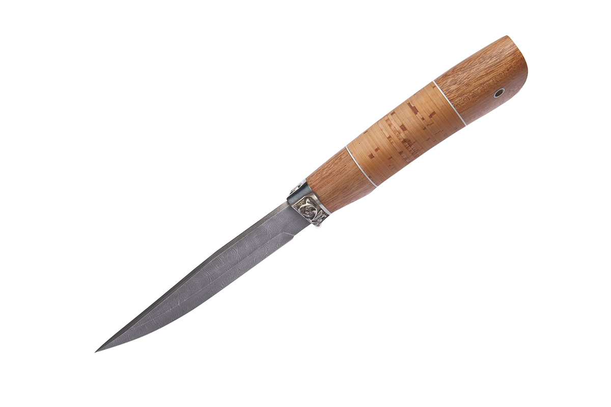Нож Барсук (дамасская сталь), береста, дерево