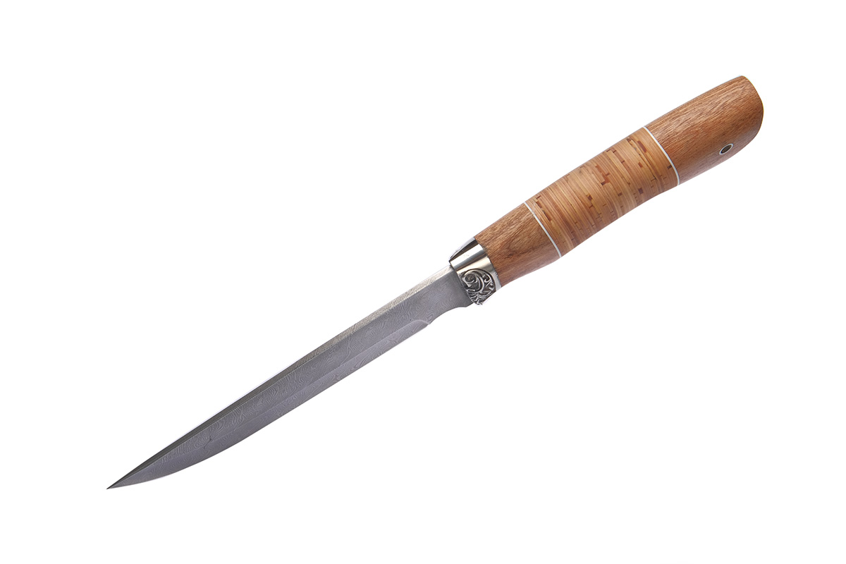 Нож Орел (дамасская сталь), береста, дерево