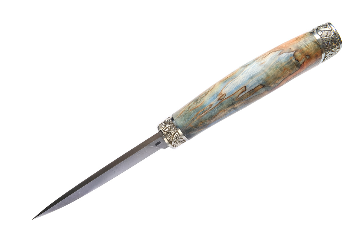 Нож Ласка (дамасская сталь), стабилизированное дерево