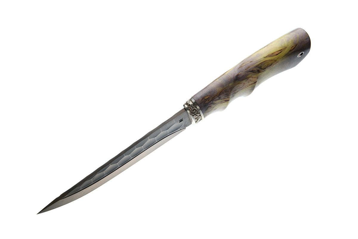 Нож Медведь (дамасская сталь, ручная ковка), стабилизированное дерево