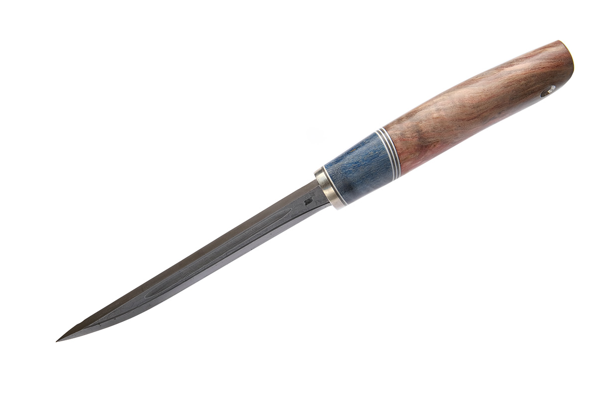 Нож Лань (дамасская сталь, ручная ковка), стабилизированное дерево