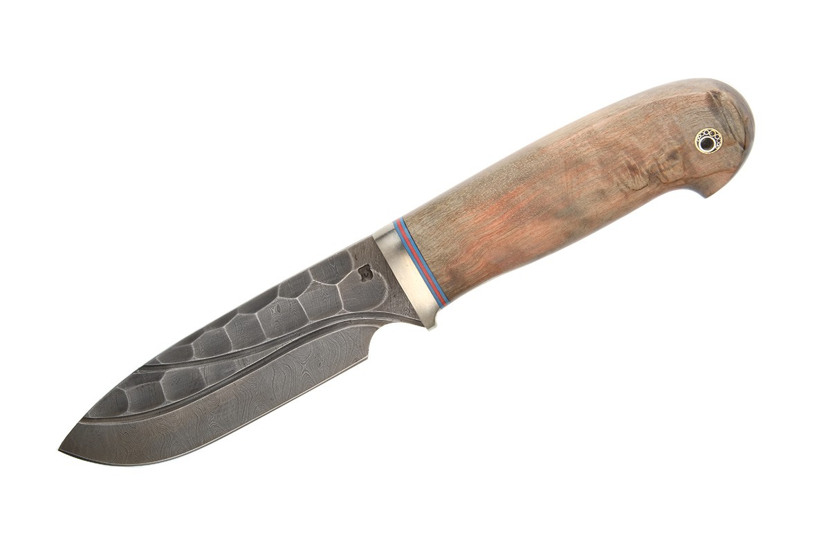 Фотография, картинка, Нож Бобр (дамасская сталь, ручная ковка), стабилизированное дерево