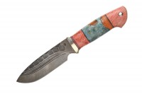 Нож Бобр (дамасская сталь, ручная ковка), стабилизированное дерево