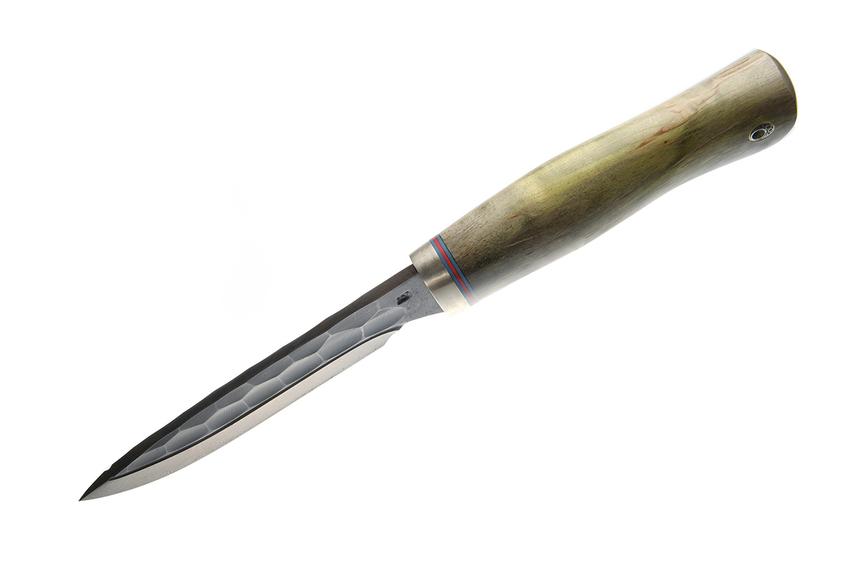 Нож Бобр (дамасская сталь, ручная ковка), стабилизированное дерево