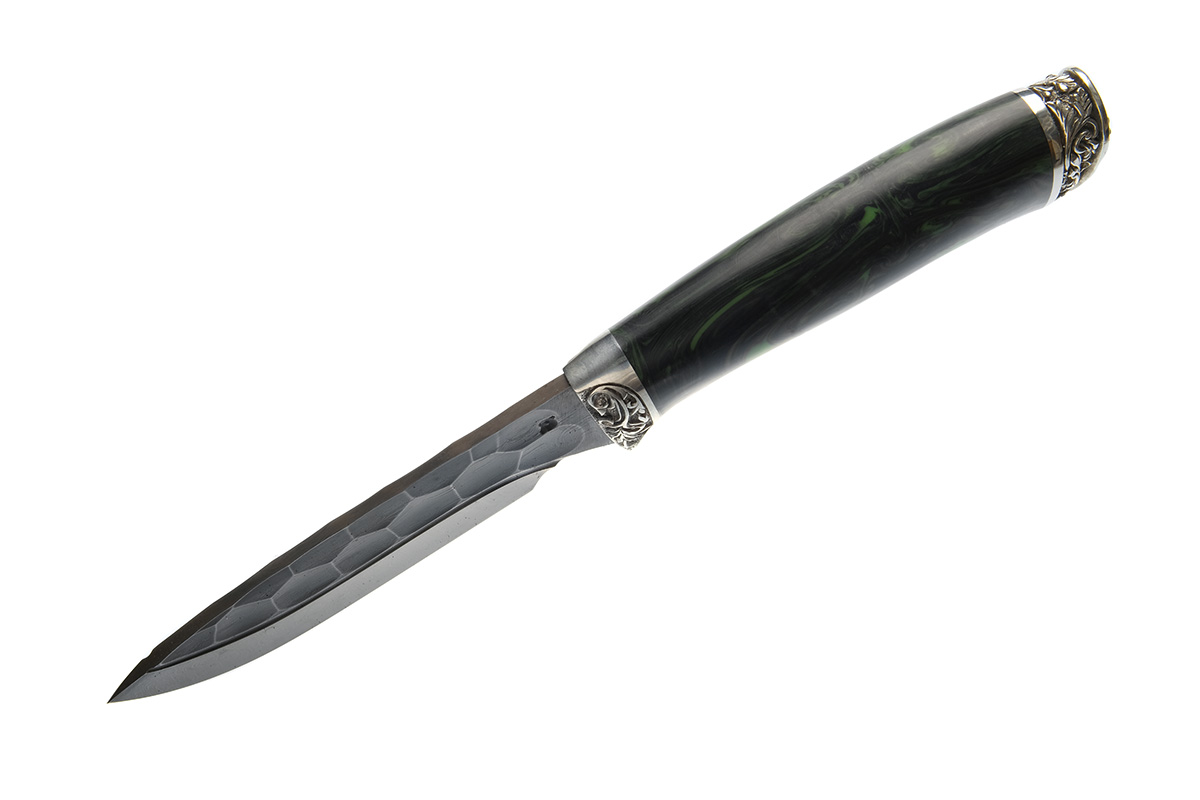 Нож Бобр (дамасская сталь, ручная ковка), акрил