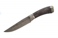 Нож Медведь (дамасская сталь), граб, резьба