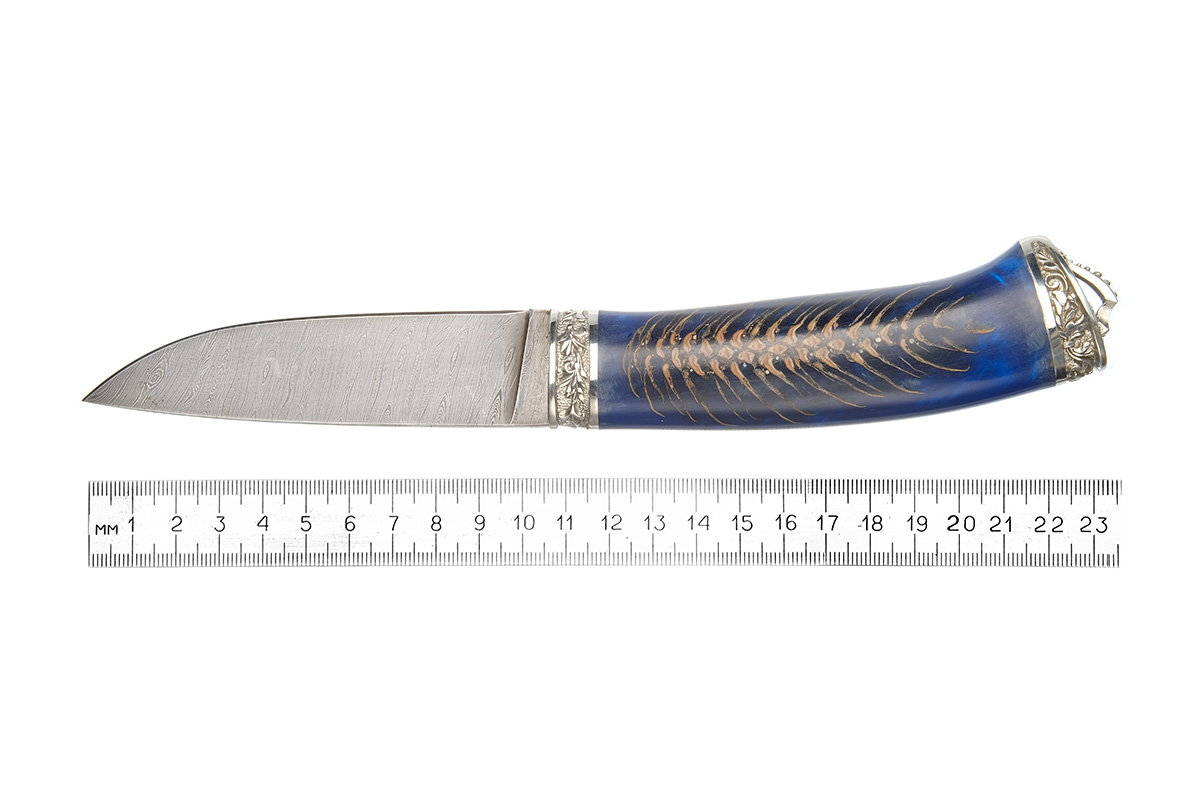 Нож Ласка (дамасская сталь), шишка, акрил