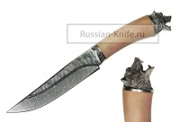 - Нож Медведь-2 (дамасская сталь - ручная ковка), голова медведя