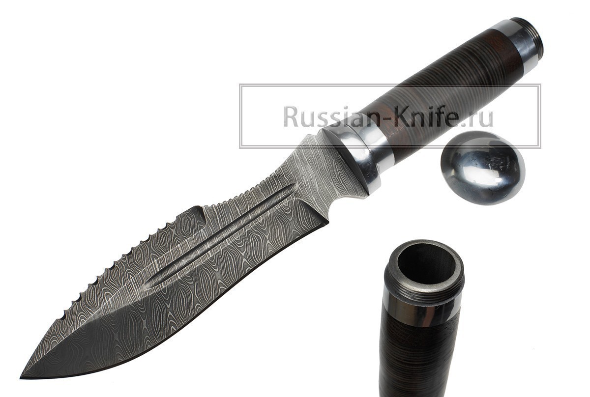 Фотография, картинка, - Нож Барс-4 (дамасская сталь), пенал