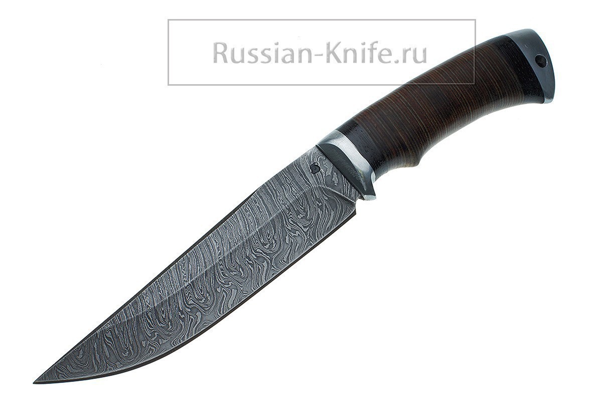 - Нож Медведь-5 (дамасская сталь), кожа+силумин - Ножи разделочные .