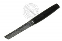 Нож Японский- м (дамасская сталь), черное дерево, резьба, резное лезвие