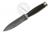 Нож Тайга (дамасская сталь) мельхиор, рукоять - граб, насечка