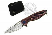Нож-подвеска "Колибри Rike Knife Hummingbird" (дамасская сталь Rose Damascus Steel) пурпурный