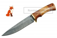Нож Лиса (дамасская сталь), береста