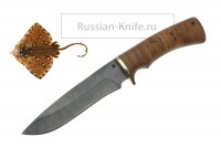 Нож Скат (дамасская сталь), береста