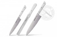- Набор из 3 ножей  SHR-0230W "SAMURA HARAKIRI", коррозионно-стойкая сталь, ABS пластик белый