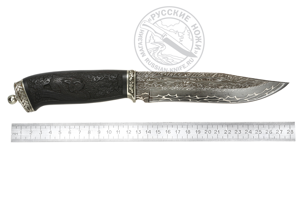 - Нож Фин-2 (мозаичный дамасск с никелем)