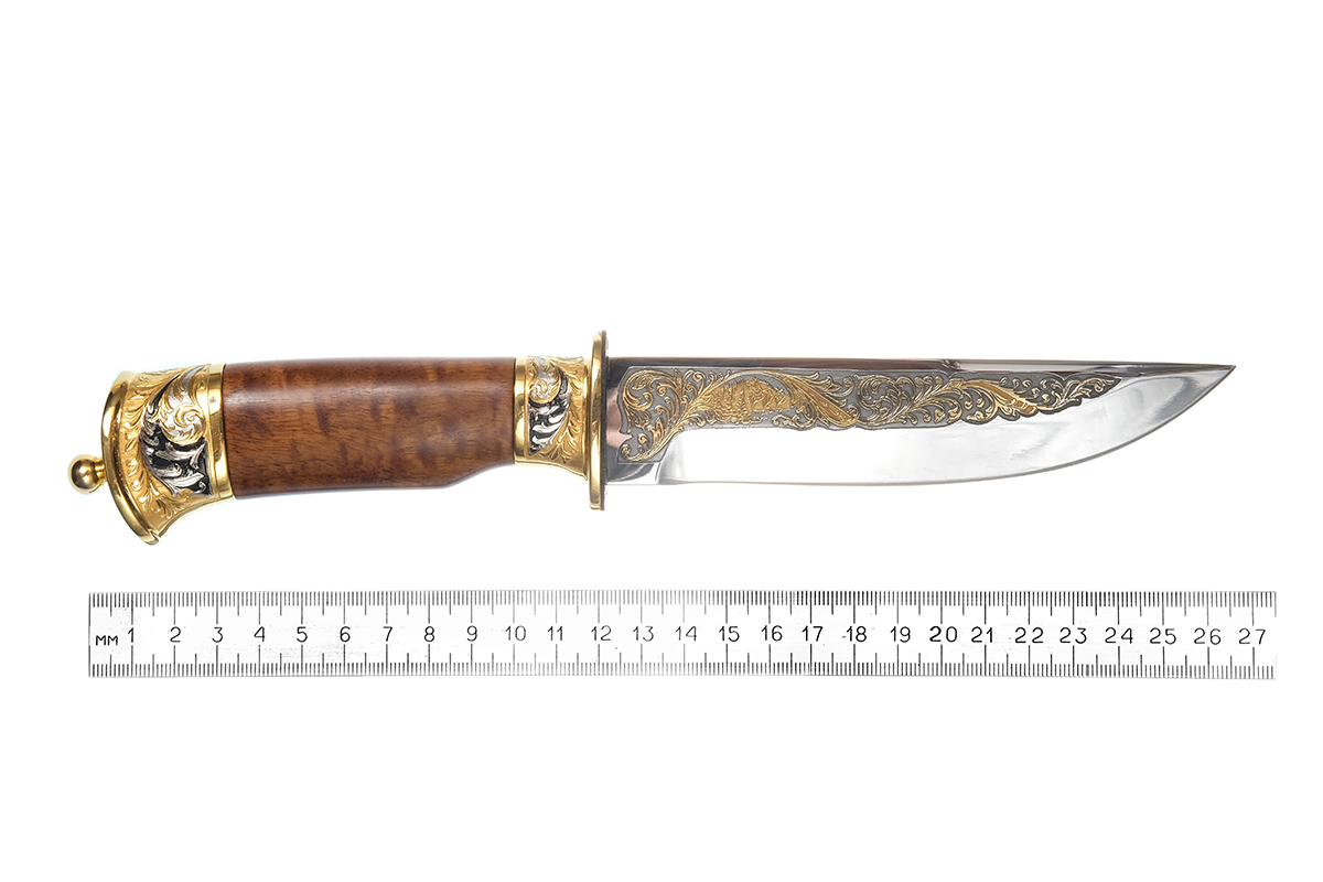 Нож "Спец" (сталь 100Х13М), в дер. с двумя метал. накладками