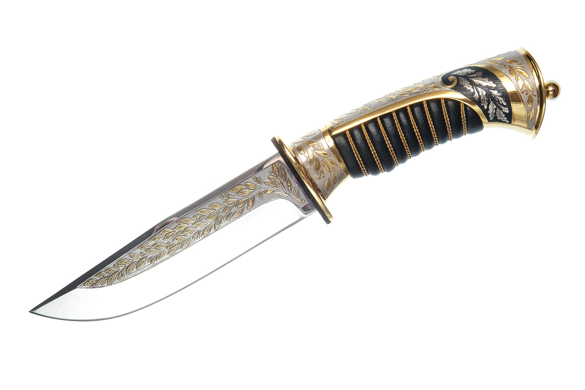 Нож "Лось-1" (сталь 100Х13М), в дер. с двумя метал. накладками