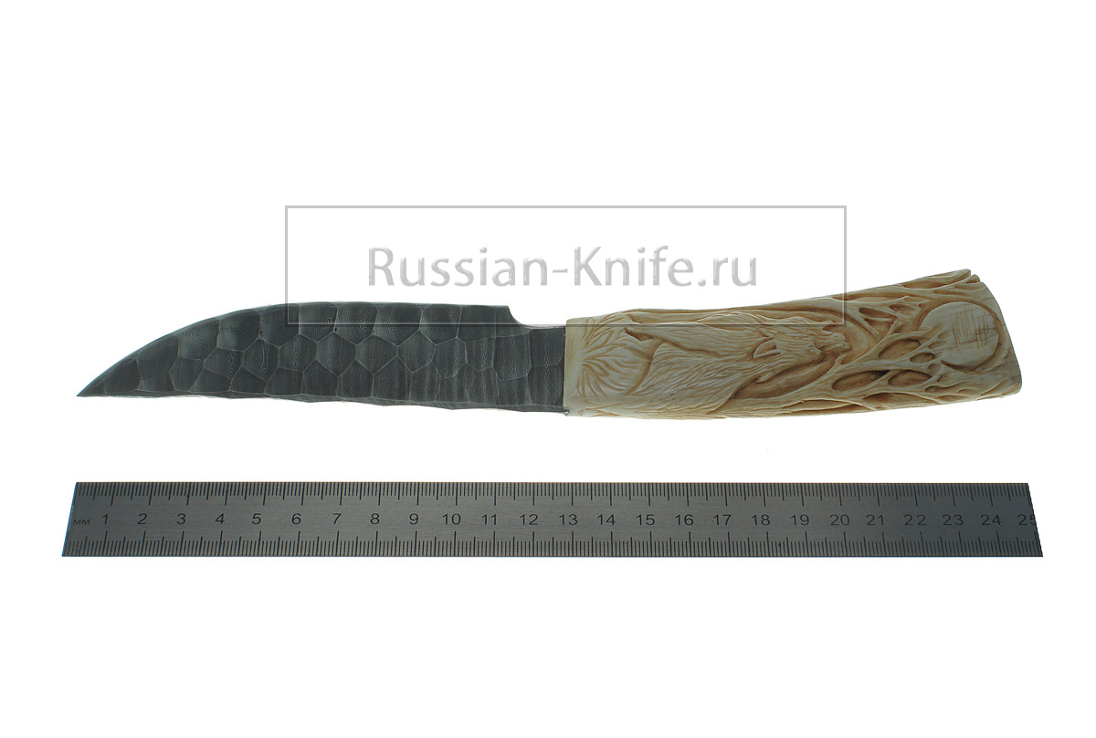 Нож Егерь ( дамасск), рог