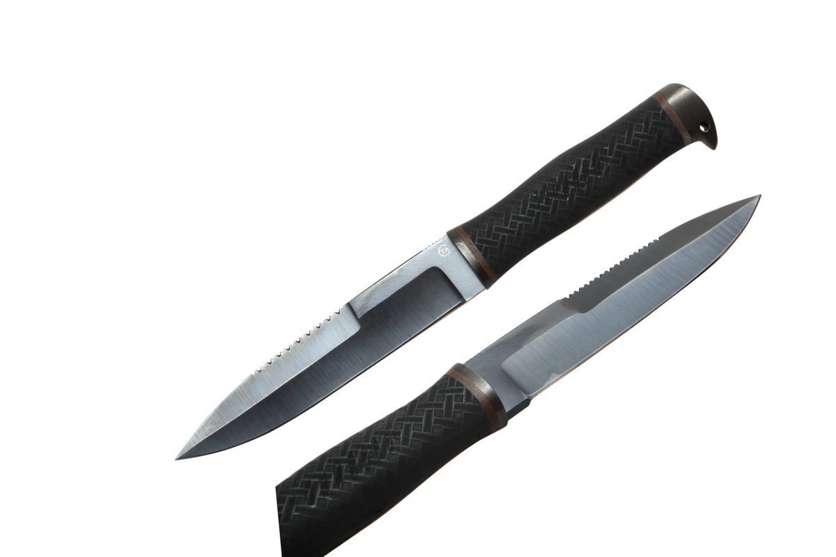 Нож Пограничник (сталь рессорная 65Г), рукоять резина