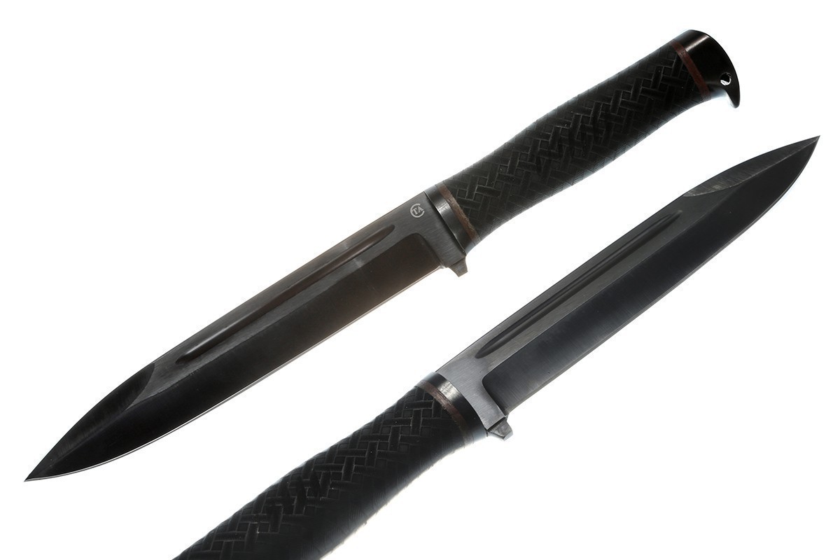 Нож Капитан (сталь 65Г) черный, резина