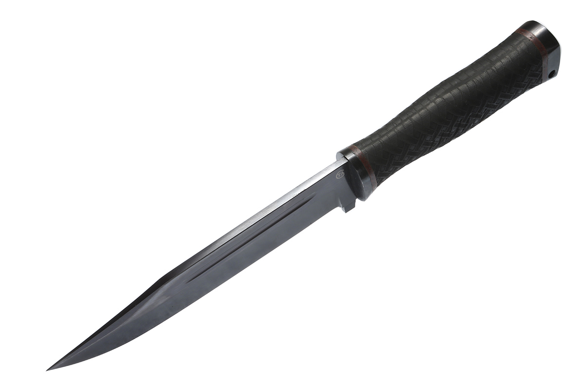 Нож "Атаман" (сталь 65Г) черный, резина