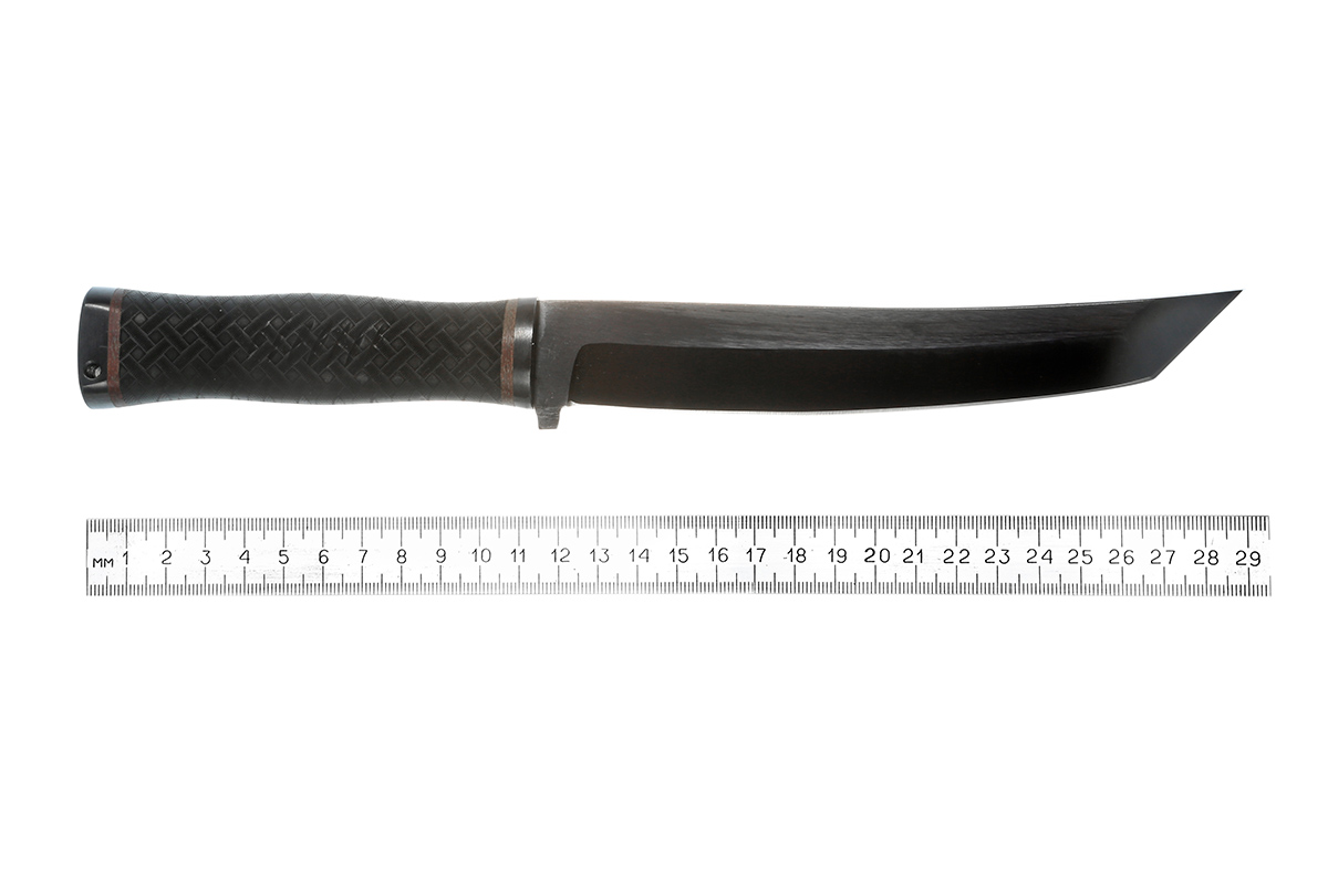 Нож Прапор (сталь 65Г) черный, рукоять резина