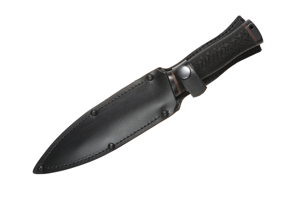 Нож Старшина (сталь рессорная 65Г), черный, резина