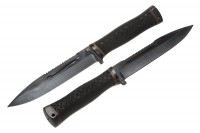 Нож Старшина (сталь рессорная 65Г), черный, резина