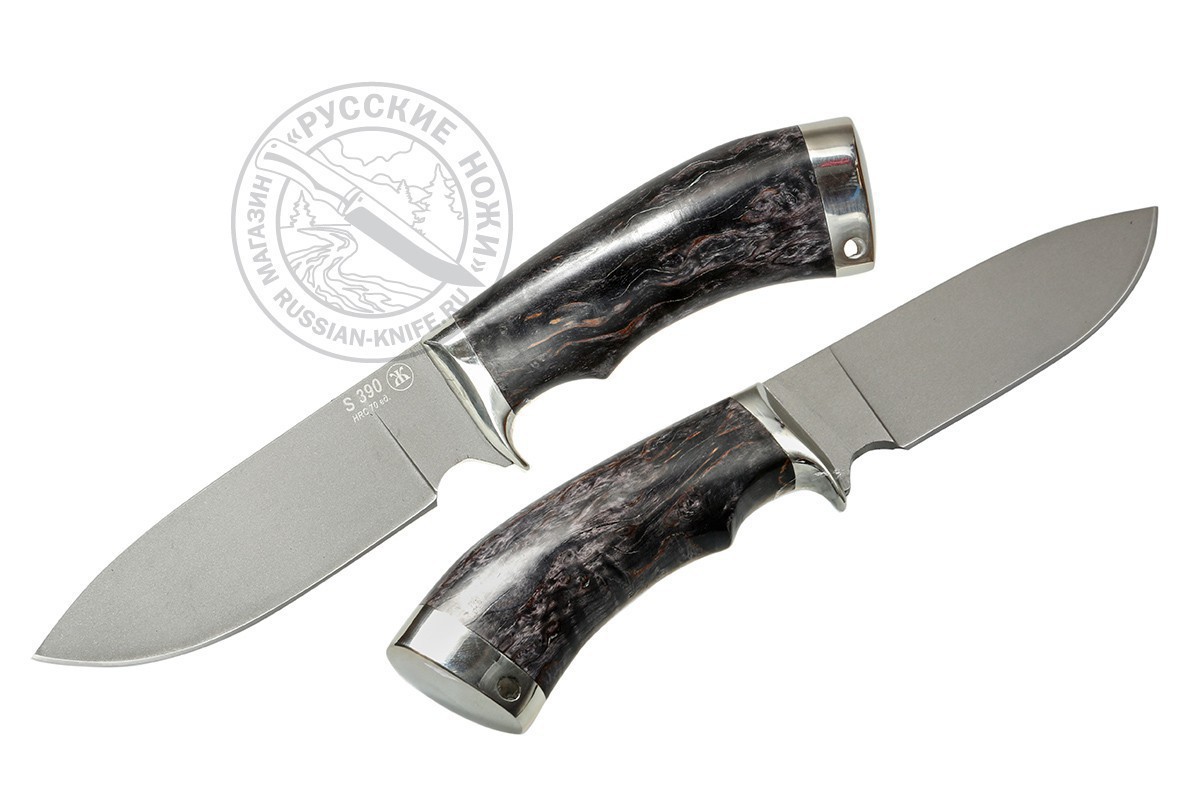 Нож Бобр (сталь S390), стаб. карельская береза, А.Жбанов