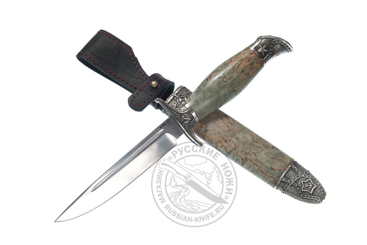 Фотография, картинка, Нож "Финка НКВД", (Феликс), (сталь N690), рукоять- стаб. карельская береза