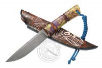 Нож "Старый рыбак" (сталь D2), рукоять - кап клена, карелка, бронза, мастер В. Пашолок