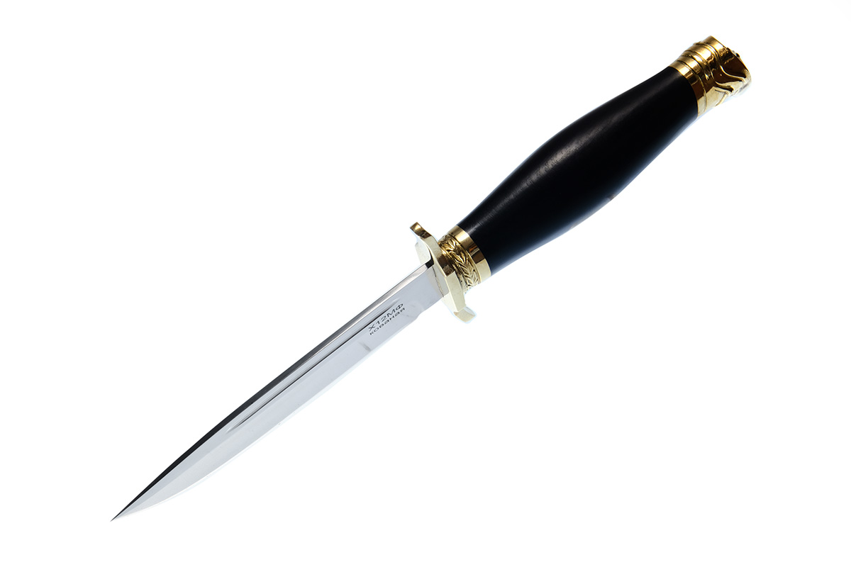 Нож чекиста (Нож ФСО), сталь х12мф, латунь, черное дерево