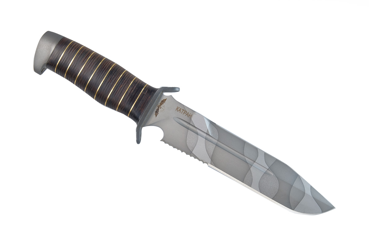 Нож Катран-2 (сталь 70Х16МФС), камуфляж, кожа