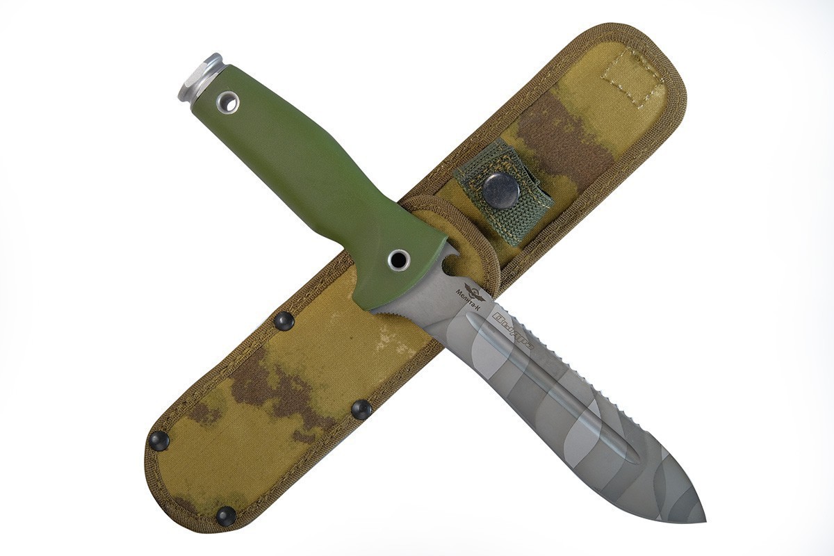 Нож Выдра (сталь 70Х16МФС), камуфляж, зеленая рукоять