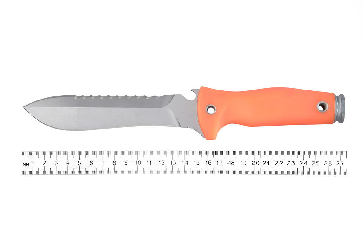 Нож Выдра (сталь 70Х16МФС), камуфляж, оранжевая рукоять