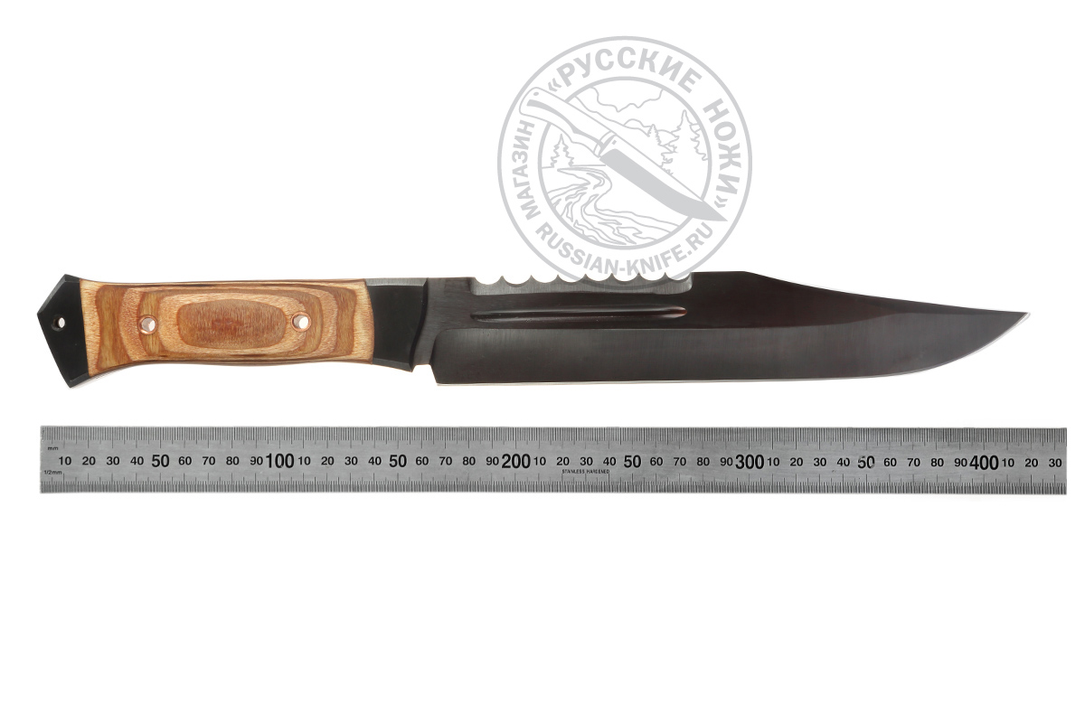 Нож Рэмбо-2 (сталь 65Г), воронёный, бакелит. фанера