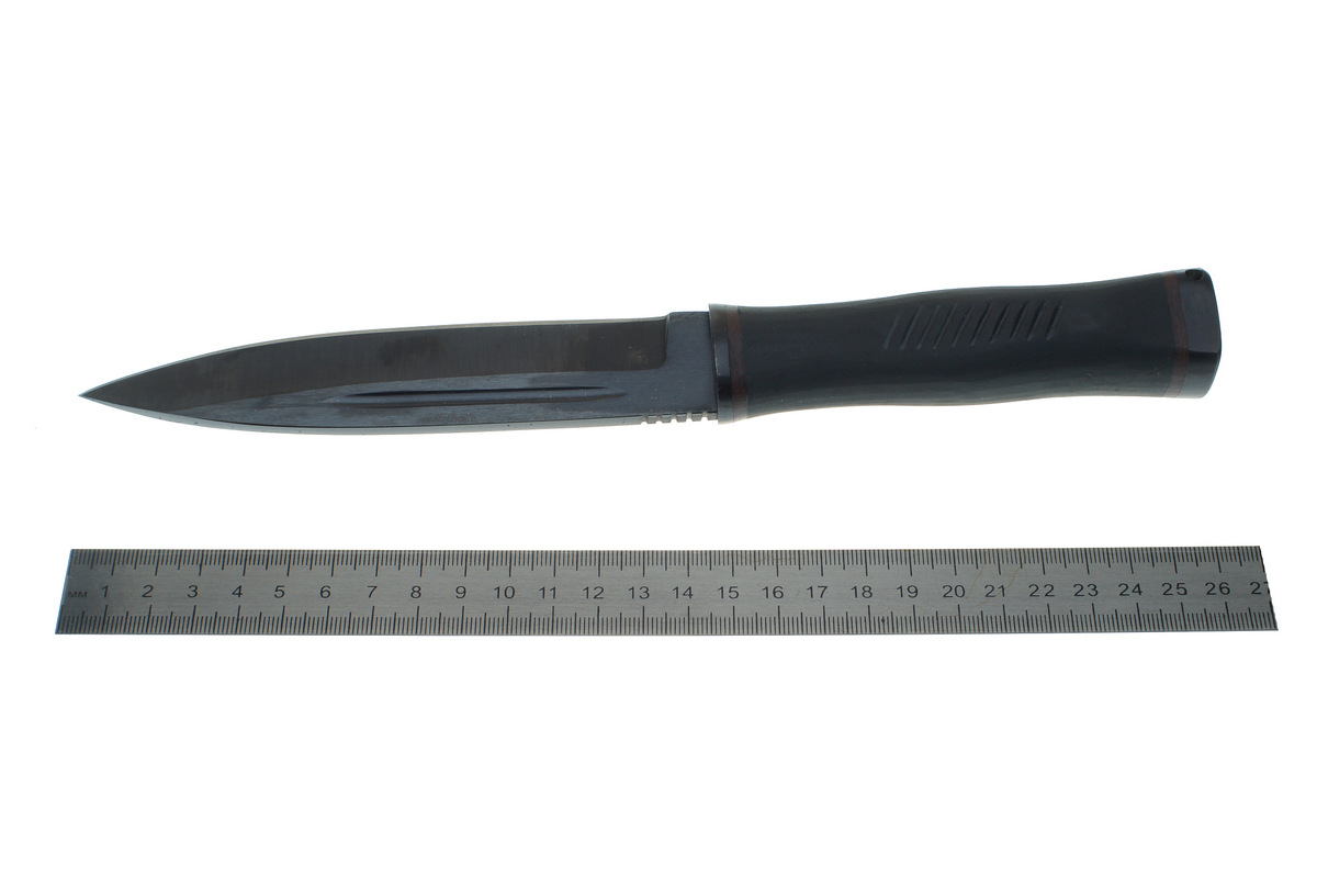 Нож Горец-3 (сталь 65Г) черный, резина