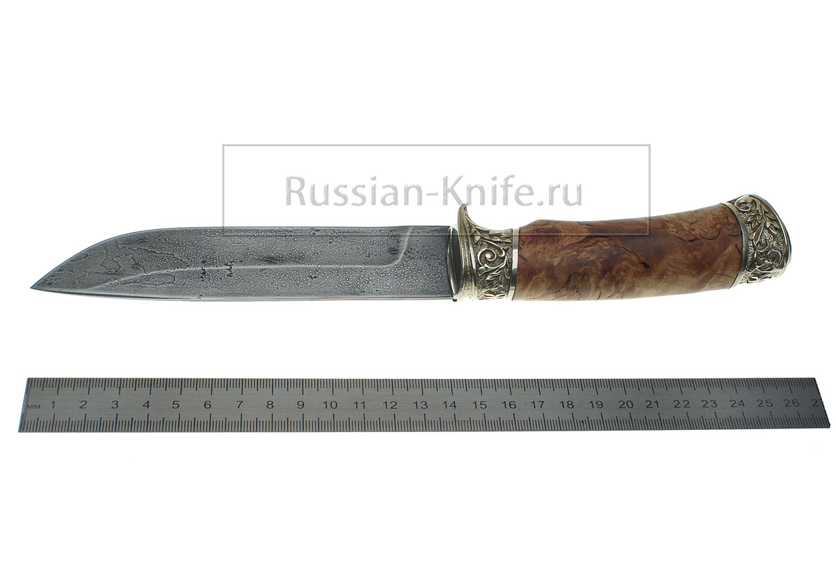Нож Клык (сталь Р12М-быстрорез), карельская береза+литье, А.Жбанов