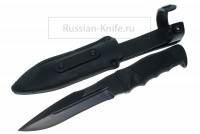 Нож Антитеррор (сталь 70Х16МФС) чёрный, резина