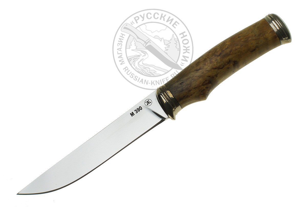 Фотография, картинка, - Нож "Лань" (сталь М390), А. Жбанов, рукоять - стаб. карельская береза