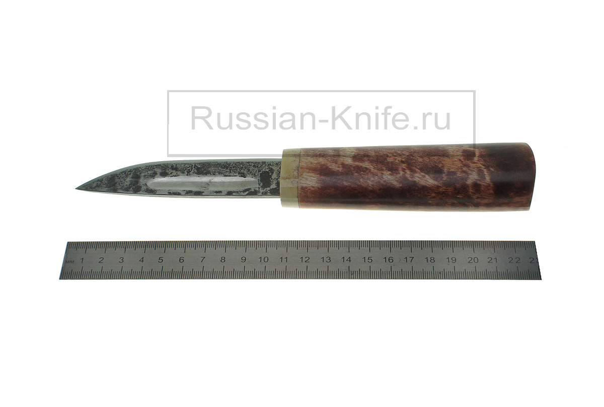 Нож "Якут" малый (сталь 9ХС), рукоять - карельская береза, рог